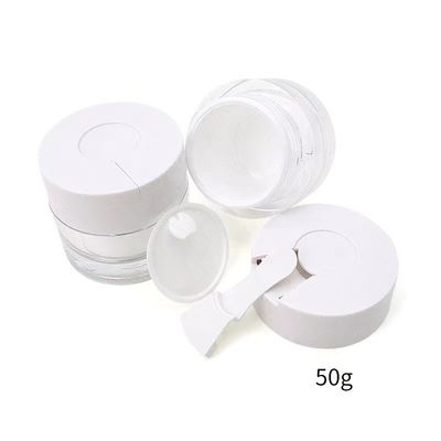 Tarro de crema cosmética de doble pared transparente de 15/30/50 g con cuchara higiénica incorporada para crema hidratante, mascarilla facial y cuidado de la piel