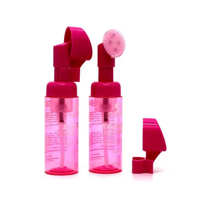 Productos de cuidado personal 43 mm bomba de espuma de pincel de silicona rosa en forma de corazón con opción de pedido personalizado