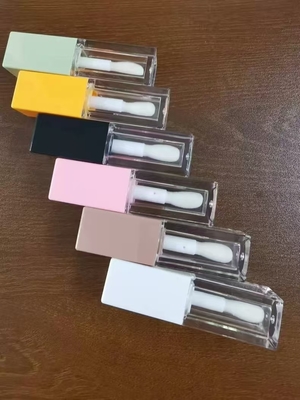 5ml tubo de brillo labial Gradiente brillo labial tubos vacíos logotipo personalizado recipiente negro con cepillo