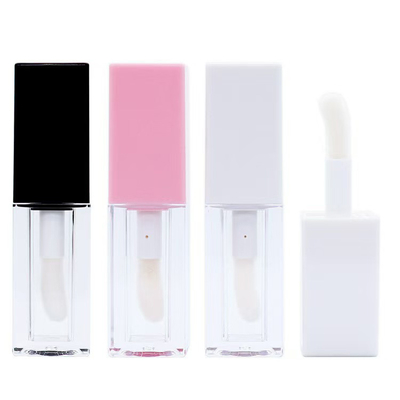 5ml tubo de brillo labial Gradiente brillo labial tubos vacíos logotipo personalizado recipiente negro con cepillo