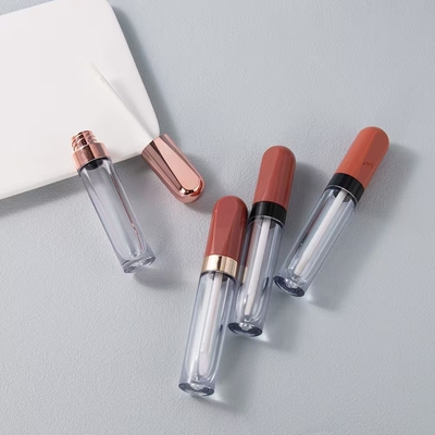 DIY 4g Tubo de lápiz labial de boca redonda vacía con cerradura de tornillo de sello de goma Tubo de bálsamo labial de plástico para envases de recipientes cosméticos