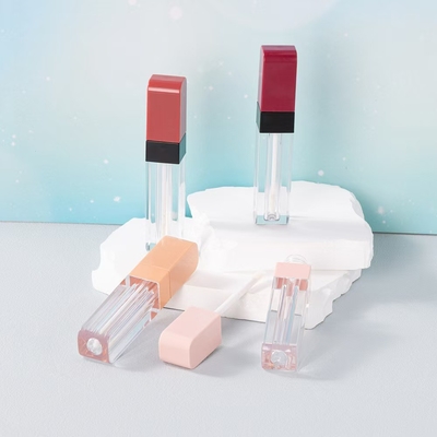 Material metálico Tipo 3G tubo de lápiz labial boca en forma de biselado vacío con cerradura de tornillo de sello de goma tubo de bálsamo labial de plástico para recipiente cosmético