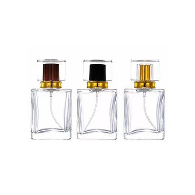 Botella de perfume de forma cúbica de 30 ml, 50 ml y 75 ml con tapa brillante