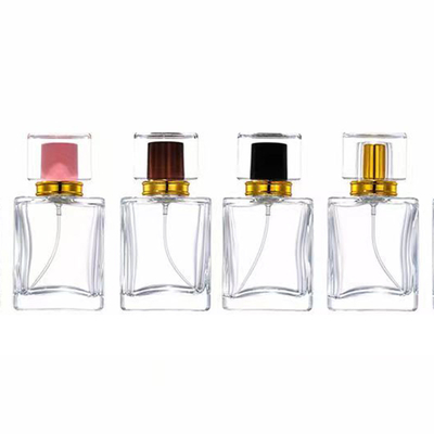 Botella de perfume de forma cúbica de 30 ml, 50 ml y 75 ml con tapa brillante