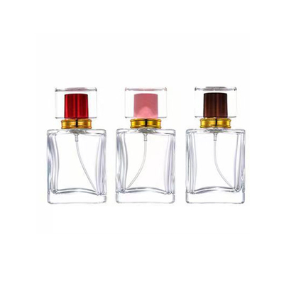 Botella de perfume de forma cúbica de 30 ml, 50 ml y 75 ml con tapa brillante