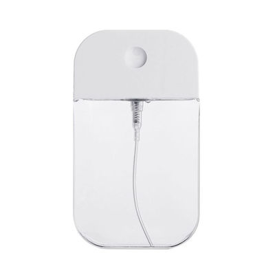 Botella de perfume con pulverizador cosmético de plástico PETG recargable portátil de 30 ml y 50 ml con forma de tarjeta y marco de goma, fácil de usar para viajes