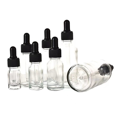 Botella de aceite esencial con base de vidrio vacía 5ml 10ml 15ml 20ml 30ml 50ml 100ml Color transparente
