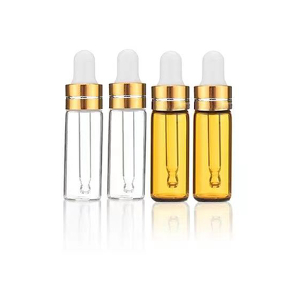 Botella de aceite esencial de 5 ml, 10 ml, 15 ml, 20 ml, 30 ml, 50 ml y 100 ml con color dorado transparente