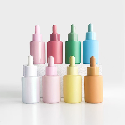 Botella de aceite esencial color Macaron de 30 ml con bomba de plástico PP y material de vidrio