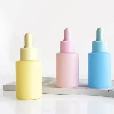 Botella de aceite esencial color Macaron de 30 ml con bomba de plástico PP y material de vidrio