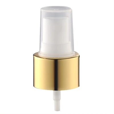 Pulverizador de niebla fina anodizado de aluminio metálico dorado de lujo de 18 mm y 20 mm con tapa media o completa