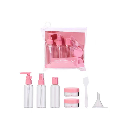 Conjunto de botellas para viajes Shampoo plástico portátil recargable para el cuidado de la piel Spray Loción Cosmética para viajes