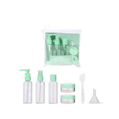 Conjunto de botellas para viajes Shampoo plástico portátil recargable para el cuidado de la piel Spray Loción Cosmética para viajes