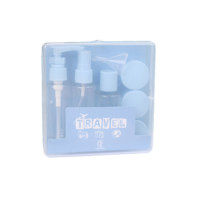 Juego de viaje de plástico de 7 piezas de 50 ml, juego de botellas con cremallera, contenedor de cosméticos, spray, tapa abatible