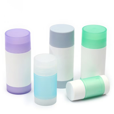 Diseño giratorio 30g 50g 75g 100g PP Contenedor de bastón de desodorante de fragancia corporal de doble concha