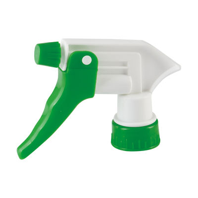 Pulverizador de gatillo de plástico rojo y blanco con boquilla ajustable para botellas de limpieza