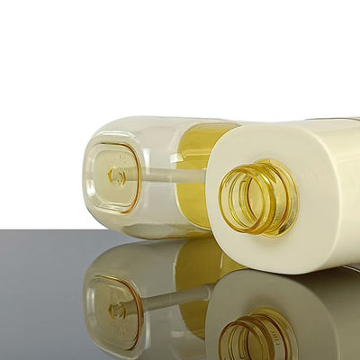 Botella cosmética PET de forma cuadrada con manga de hombro de alta calidad, gran capacidad de 300 ml, admite personalización