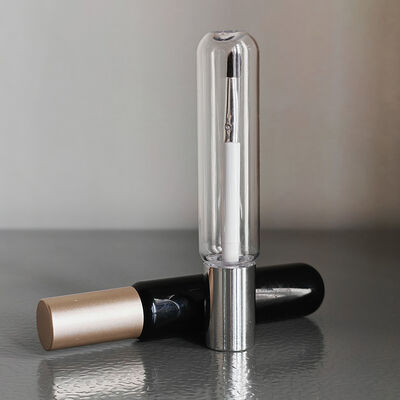 Tubo vacío de plástico blanco de 11 ml y 14 ml para corrector y brillo labial con pincel fino para colorete, iluminador y base