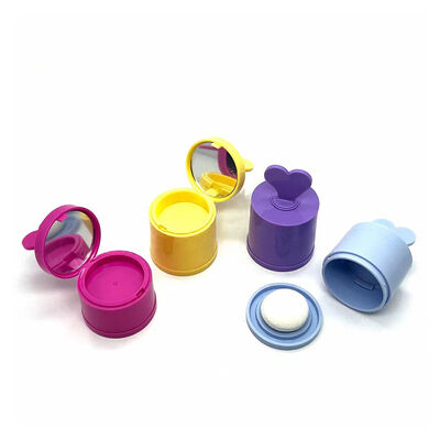 Envases de polvo de cilindro de plástico 4G de venta al por mayor con embalaje de espuma y espejo para el rubor y la línea del cabello