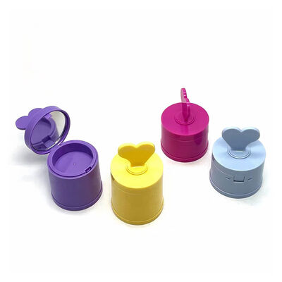 Envases de polvo de cilindro de plástico 4G de venta al por mayor con embalaje de espuma y espejo para el rubor y la línea del cabello
