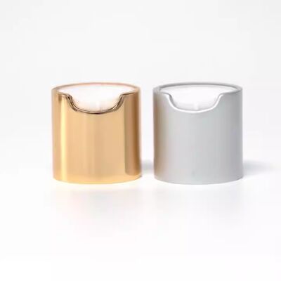 24/410 PP tapa de prensa redonda de metal de oro / plata disco de plástico tapa superior UV impresa tapa de tornillo de 24 mm para diferentes botellas de cuidado personal