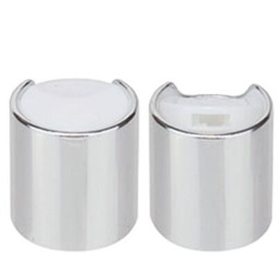 24/410 PP tapa de prensa redonda de metal de oro / plata disco de plástico tapa superior UV impresa tapa de tornillo de 24 mm para diferentes botellas de cuidado personal