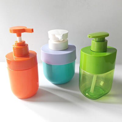 300 ml Botella de loción cuadrada Color personalizado Manga de hombro Transparente cuerpo Envasado de lujo para el cuidado de la piel