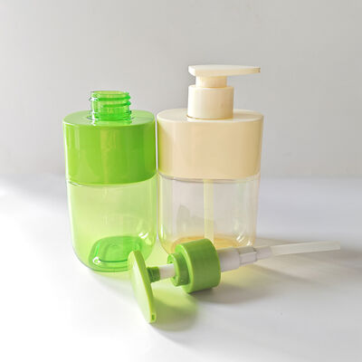 Botella de 300 ml de loción cuadrada de la bomba de color personalizado hombro manga transparente cuerpo de lujo envasado para el cuidado de la piel
