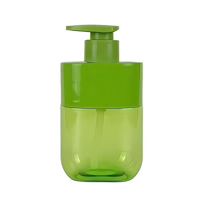 Botella de 300 ml de loción cuadrada de la bomba de color personalizado hombro manga transparente cuerpo de lujo envasado para el cuidado de la piel