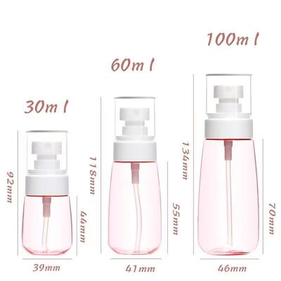 Dispensador cosmético recargable premium de 30/60/100 ML, botella pulverizadora de niebla PET, loción, acondicionador, desinfectante de manos