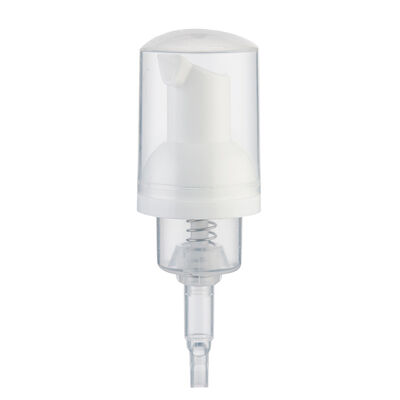Dispensador de bomba de espuma blanca con tapa protectora transparente para botellas de cosméticos