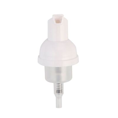 Dispensador de bomba de espuma blanca con tapa protectora transparente para botellas de cosméticos