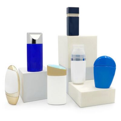 Botella de loción para protector solar de 50 ml Tapón de plata Oval Contenedor cosmético de plástico Fundación BB Crema para el cuidado de la piel