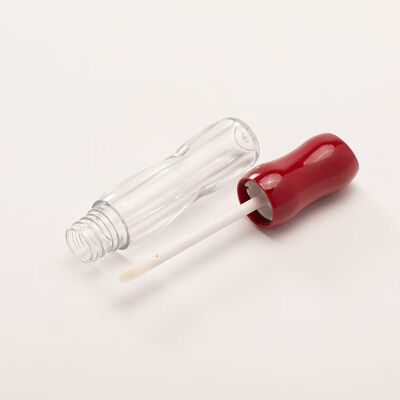 Botellas de brillo labial Reloj de arena Forma curva Tubos de brillo labial transparente con varillas de aplicación Multi brillante Red Brown Caps Recargable recipientes de maquillaje labial para el aceite labial brillo labial