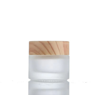 5g 10g 15g 30g 50g Jarras vacías de crema de vidrio congelado recargable Cosméticos de madera natural Contenedores de almacenamiento a prueba de fugas de viaje para crema de ojos Máscara para el rostro Cuidado de la piel