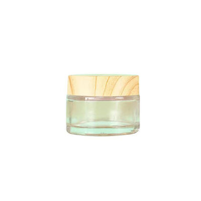 5g 10g 15g 30g 50g Jarras vacías de crema de vidrio congelado recargable Cosméticos de madera natural Contenedores de almacenamiento a prueba de fugas de viaje para crema de ojos Máscara para el rostro Cuidado de la piel