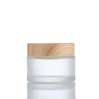 5g 10g 15g 30g 50g Jarras vacías de crema de vidrio congelado recargable Cosméticos de madera natural Contenedores de almacenamiento a prueba de fugas de viaje para crema de ojos Máscara para el rostro Cuidado de la piel