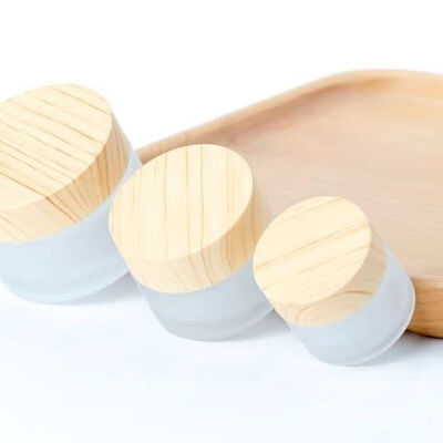5g 10g 15g 30g 50g Jarras vacías de crema de vidrio congelado recargable Cosméticos de madera natural Contenedores de almacenamiento a prueba de fugas de viaje para crema de ojos Máscara para el rostro Cuidado de la piel
