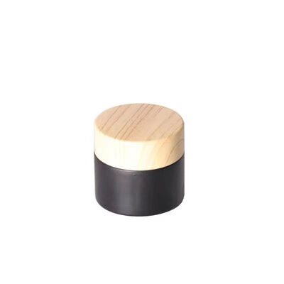5g 10g 15g 30g 50g Jarras vacías de crema de vidrio helado Cosméticos de madera natural Contenedores a prueba de fugas para la crema de ojos Máscara para el rostro Cuidado de la piel
