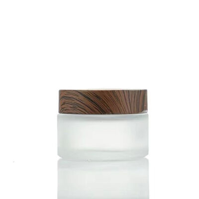 5g 10g 15g 30g 50g Jarras vacías de crema de vidrio helado Cosméticos de madera natural Contenedores a prueba de fugas para la crema de ojos Máscara para el rostro Cuidado de la piel