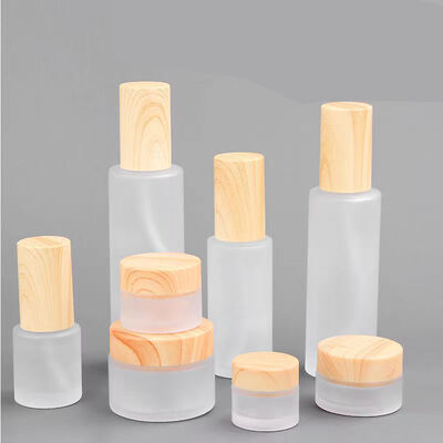 5g 10g 15g 30g 50g Jarras vacías de crema de vidrio helado Cosméticos de madera natural Contenedores a prueba de fugas para la crema de ojos Máscara para el rostro Cuidado de la piel