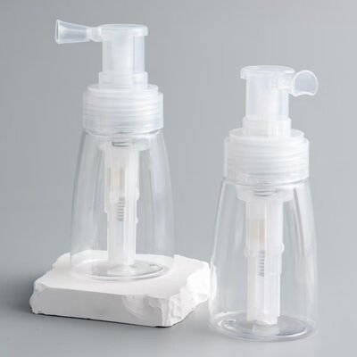 Botella pulverizadora de polvo transparente de 35gr, dispensador de bomba de polvo a presión de plástico vacío para limpieza en seco del cabello