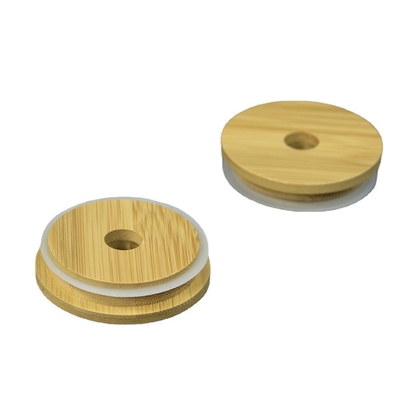 86m m Mason Jar Lids Glass Beer de bambú pueden con Straw Hole de cristal