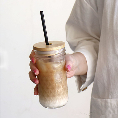 86m m Mason Jar Lids Glass Beer de bambú pueden con Straw Hole de cristal