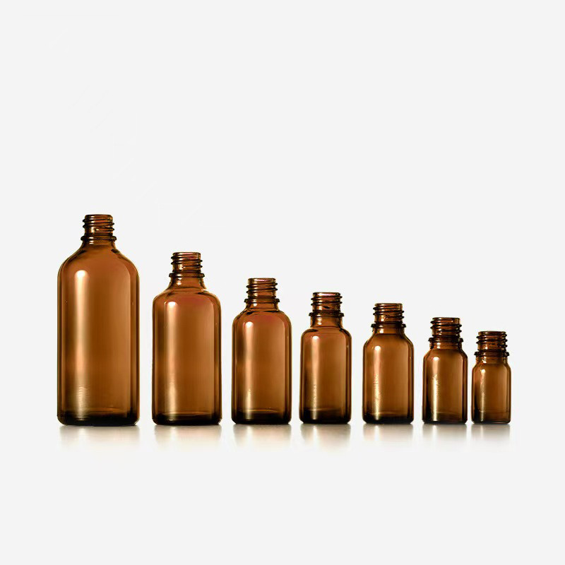 Botella de aceite esencial marrón transparente 5ml 10ml 15ml 20ml 30ml 50ml 100ml para la aromaterapia