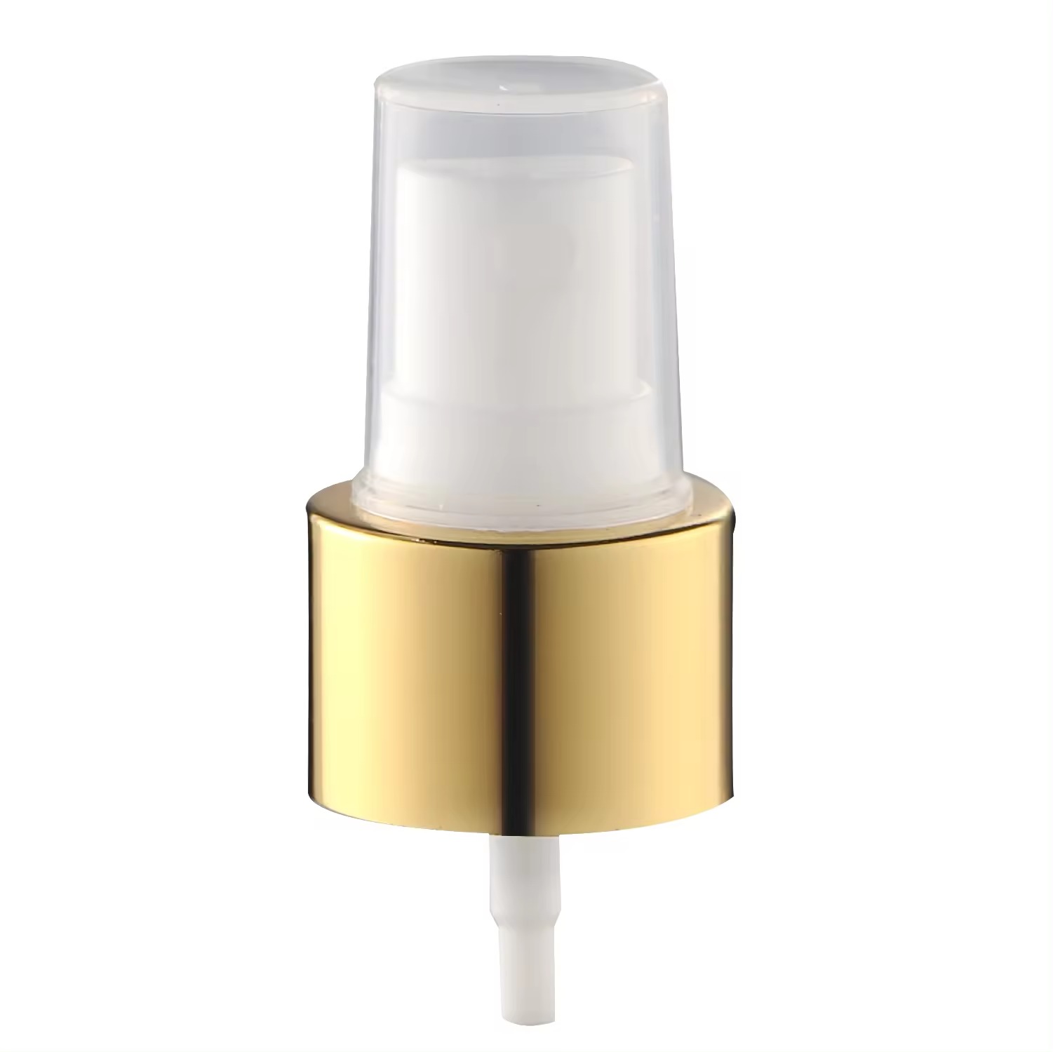 Pulverizador de niebla fina anodizado de aluminio metálico dorado de lujo de 18 mm y 20 mm con tapa media o completa