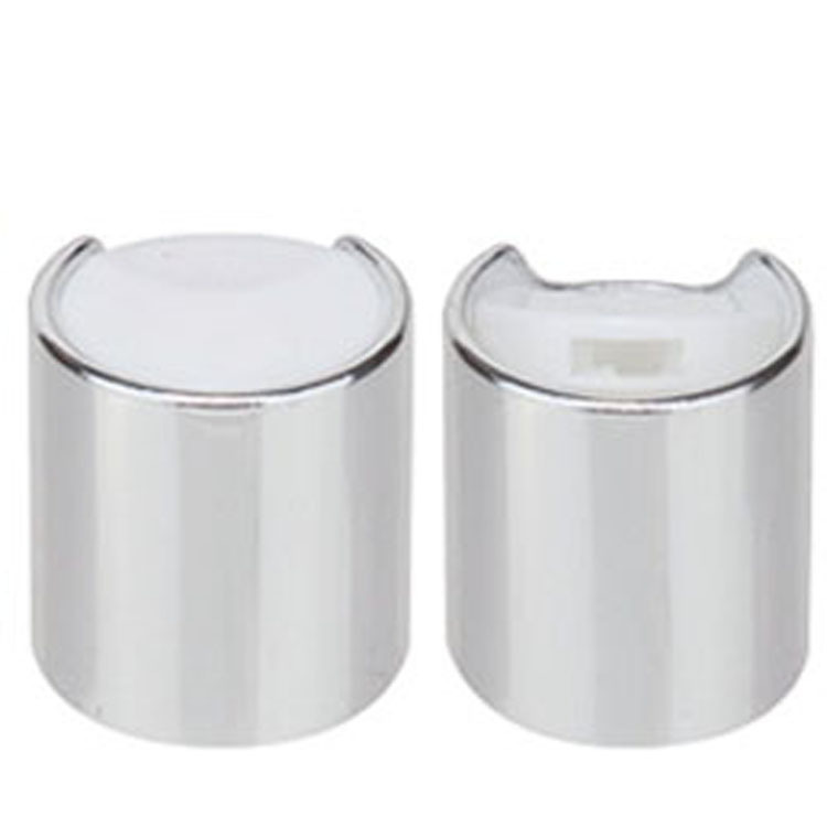 24/410 PP tapa de prensa redonda de metal de oro / plata disco de plástico tapa superior UV impresa tapa de tornillo de 24 mm para diferentes botellas de cuidado personal