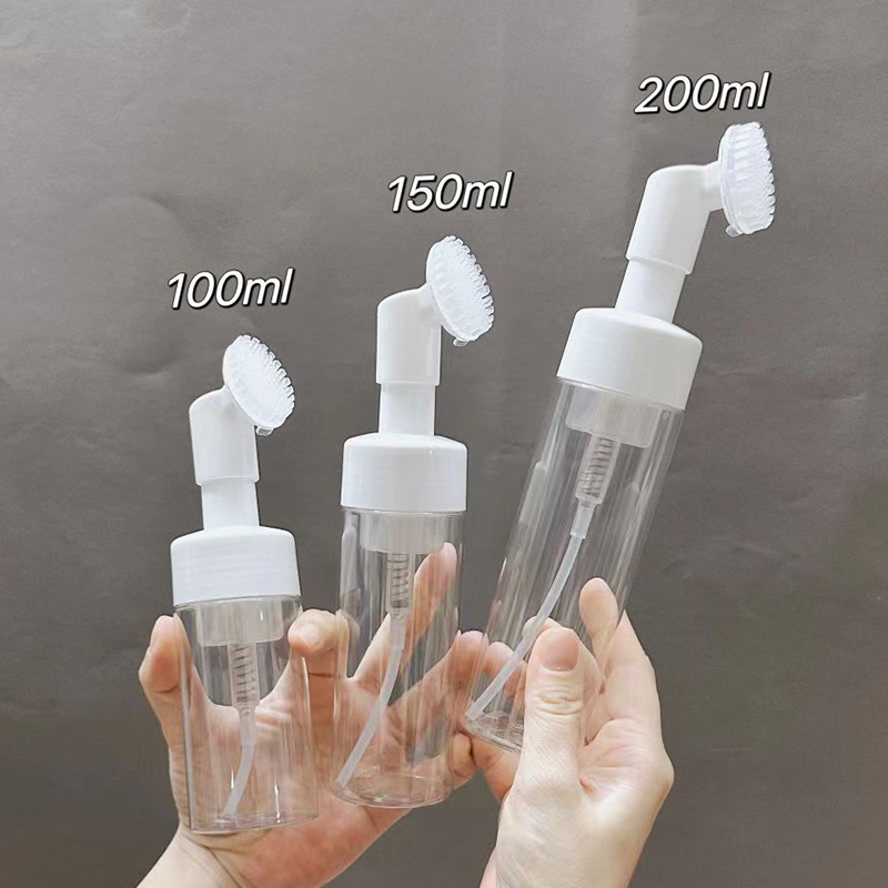 Botella de bomba de espuma de silicona cosmética de 100 ml y 200 ml, dispensador de plástico reutilizable para limpiador facial, dispensador de bomba de jabón