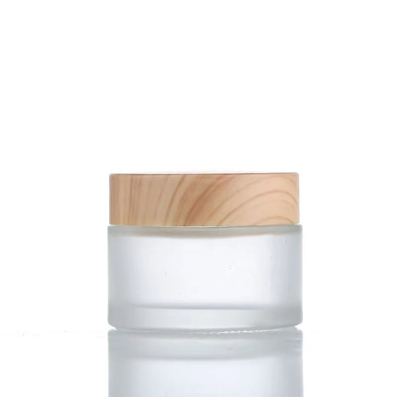 5g 10g 15g 30g 50g Jarras vacías de crema de vidrio congelado recargable Cosméticos de madera natural Contenedores de almacenamiento a prueba de fugas de viaje para crema de ojos Máscara para el rostro Cuidado de la piel