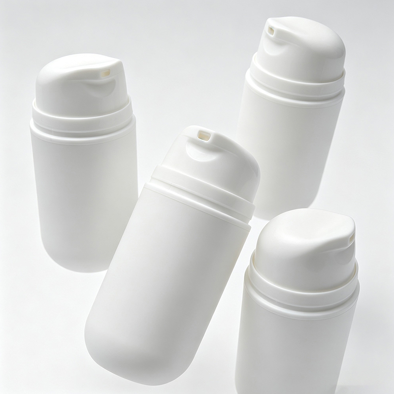 50ml 100ml Round Bottom Airless Bottle Frosted White Plastic Press Airless Pump Bottle with Clear Cap